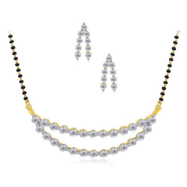 Double strip diamond mangalsutra