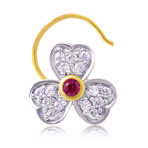 Floral Red Diamond nose Pin 01